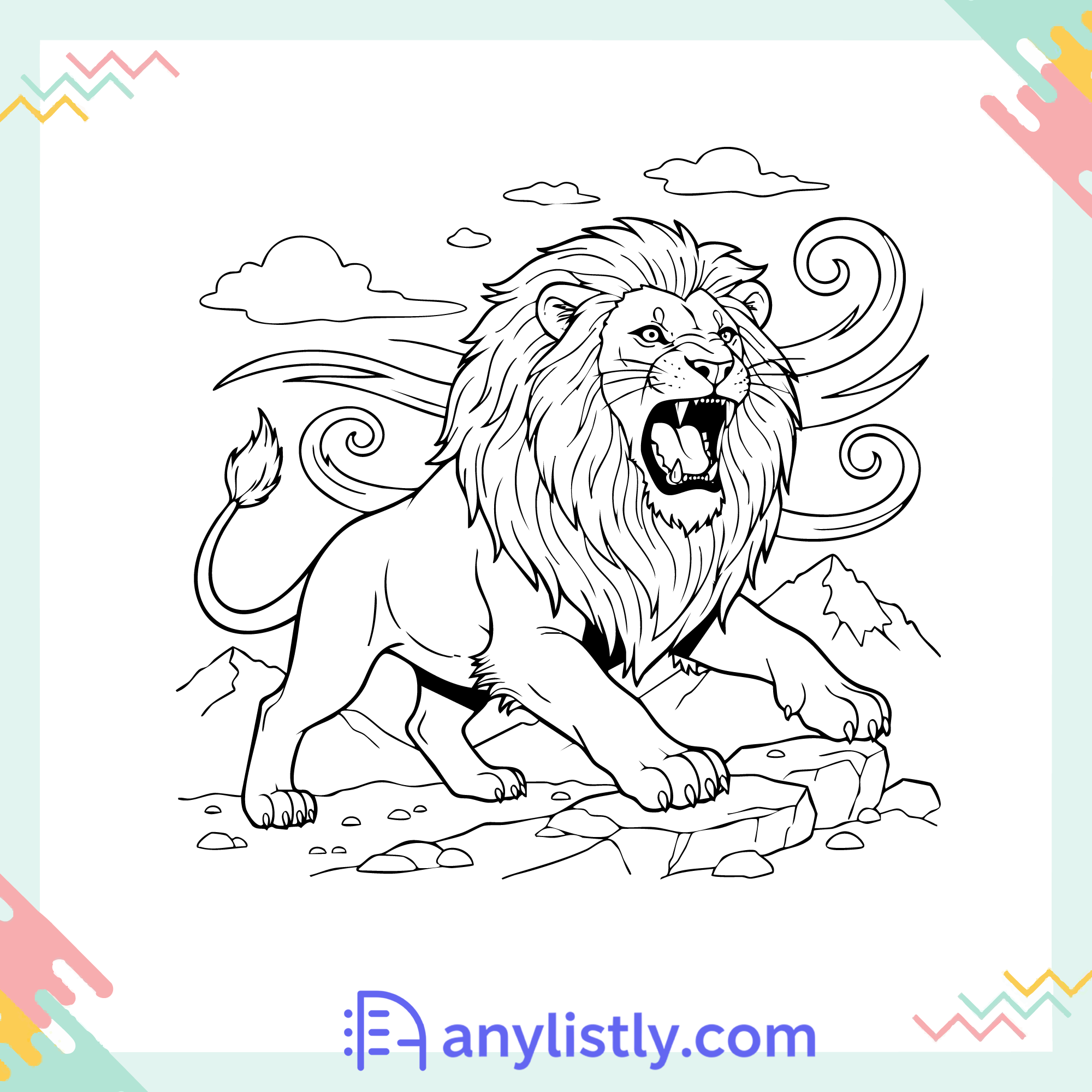 Roaring Lion Coloring Page